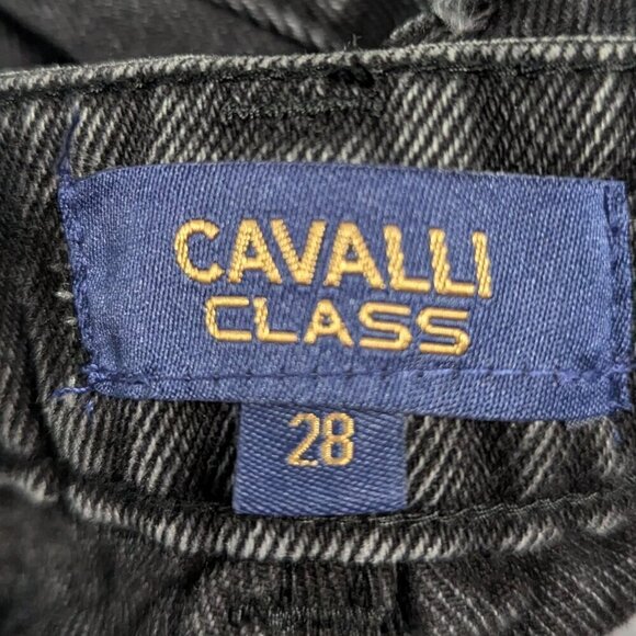 Roberto Cavalli CLASS Black Sprocket Straight High Rise Cropped Jeans 26 NEW - Picture 6 of 7